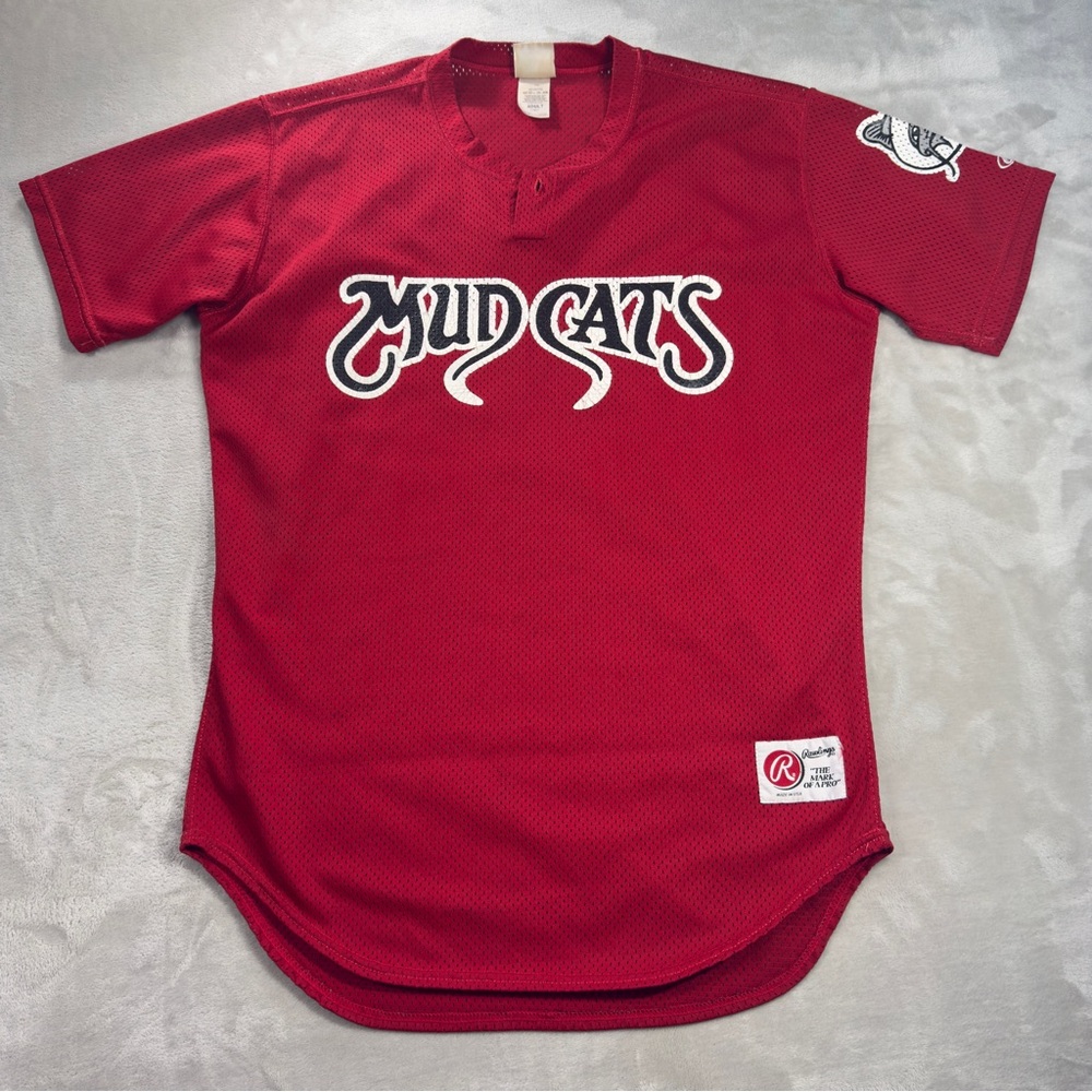 Vtg Carolina Mudcats Baseball Jersey Shirt Rawlings Sz 44 Red Black Minor League
